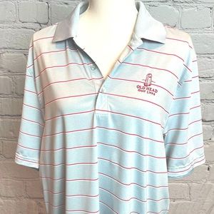 Cutter & Buck Old Head Grey Blue Striped Golf Shirt